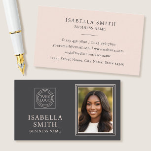 Cartão De Visita Logotipo de Foto Personalizado Elegante Profission
