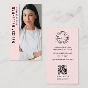 Cartão De Visita Logotipo de Foto Profissional Vertical Rosa