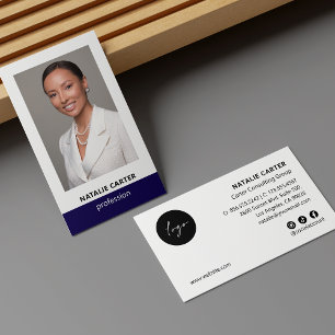 Cartão De Visita Logotipo de foto retrato elegante Ícone social MAR