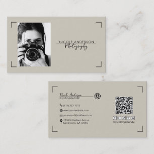Cartão De Visita Logotipo de Fotografia Minimalista Moderna Bege Fo