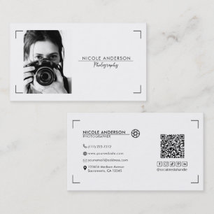 Cartão De Visita Logotipo de Fotografia Moderna Minimalista Limpa B