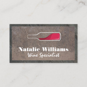 Cartão De Visita Logotipo de Garrafa de Vinho Tinto Fundo Rústico