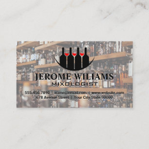 Cartão De Visita Logotipo de Garrafas de Vinho   Mixologist