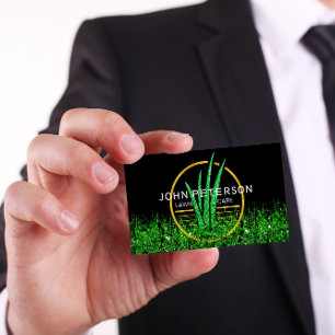 Cartão De Visita Logotipo de Grama de Jardinagem Paisagem Preto