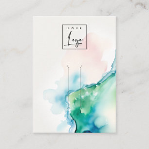 Cartão De Visita Logotipo de Hairpin de Ágata Aquarela Rosa Azul Ve