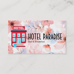Cartão De Visita Logotipo de Hotel Cama Café da Manhã Flores