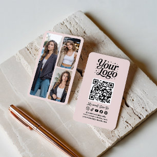 Cartão De Visita Logotipo de Ícones de Mídia Social em Código QR Ro
