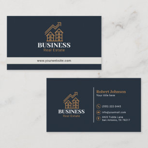 Cartão De Visita Logotipo de Imóveis da Propriedade Ouro Elegante