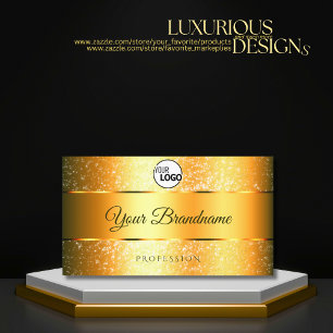 Cartão De Visita Logotipo de Iniciais Luminosas Douradas Espelho La