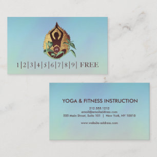 Cartão De Visita Logotipo de Instrutor de YOGA com Aquarela Elegant