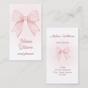 Cartão De Visita logotipo de laço gingham rosa