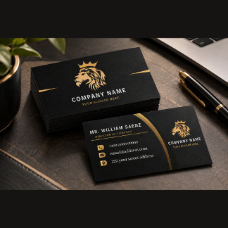 Cartão De Visita Logotipo de Leão Elegante Monograma