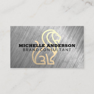 Cartão De Visita Logotipo de leão estilizado   Fundo de textura met