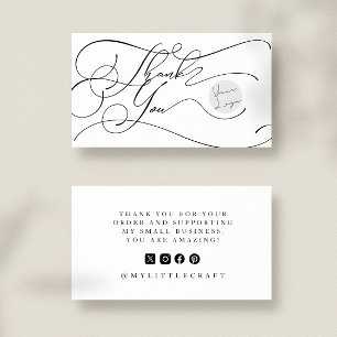 Cartão De Visita Logotipo de Letra Elegante Obrigado Pequena Marca