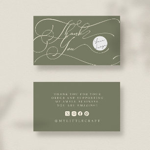 Cartão De Visita Logotipo de Letra Elegante Obrigado Pequena Marca