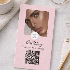 Cartão De Visita Logotipo de Letra em Rosa com Código QR para Foto