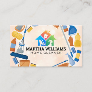 Cartão De Visita Logotipo de limpeza da casa Equipamento de limpe