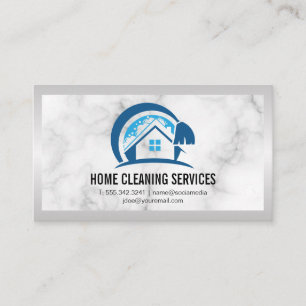 Cartão De Visita Logotipo de limpeza da casa Marble