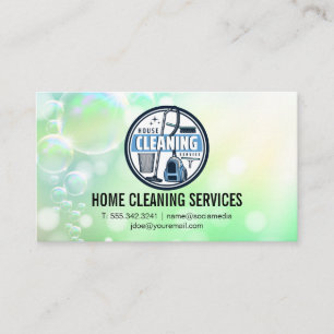 Cartão De Visita Logotipo de Limpeza de Casa Serviços de Zeladori