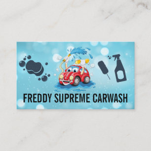 Cartão De Visita Logotipo de limpeza do Wash do Cartoon Automático