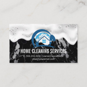Cartão De Visita Logotipo de limpeza doméstica Soap Suds Mármor