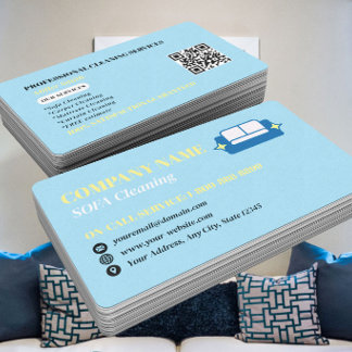 Cartão De Visita Logotipo de Limpeza Profissional de Sofá QR Code