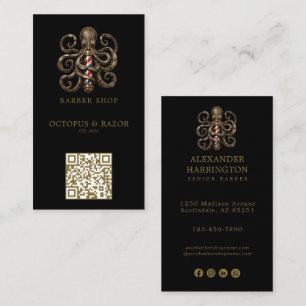 Cartão De Visita Logotipo de Loja de Barbeiro Polvo de Bronze Moder
