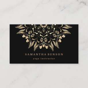 Cartão De Visita Logotipo de Lótus Dourado Elegante para Bem-Estar 