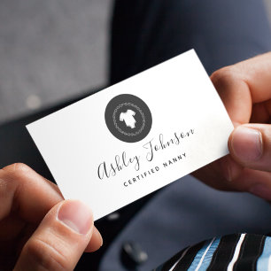 Cartão De Visita Logotipo de macacão preto e branco para bebês Ba