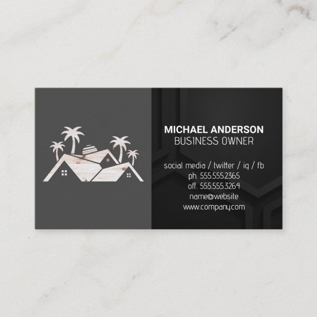 Cartão De Visita Logotipo de madeira imóvel (Frente)