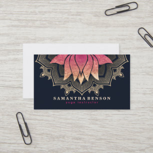 Cartão De Visita Logotipo de Mandala de Flor de Lótus Elegante Inst