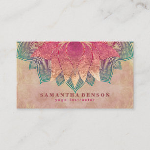 Cartão De Visita Logotipo de Mandala de Flor de Lótus Elegante Inst