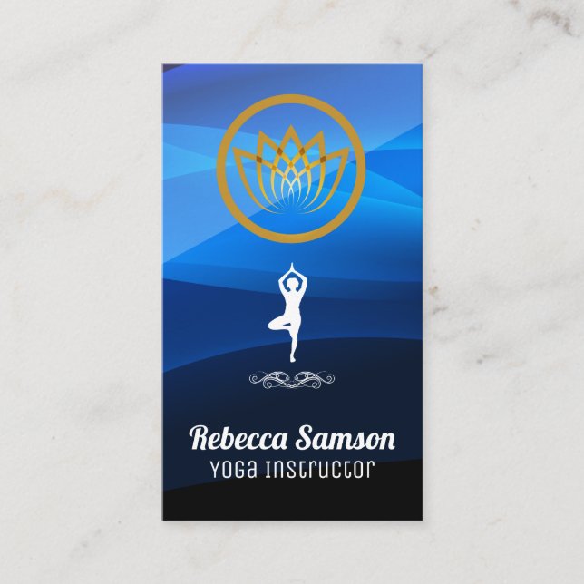 Cartão De Visita Logotipo de mangueira Yoga | Flor Lotus (Frente)