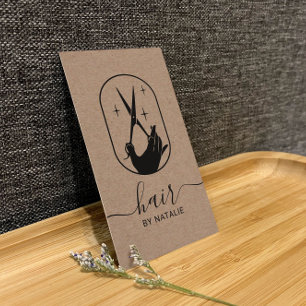 Cartão De Visita Logotipo de Mão da Tesoura Hair Stylist Rustic Kr