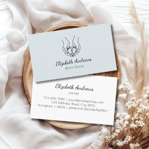 Cartão De Visita Logotipo de mãos minimalistas - Birth Doula, parte