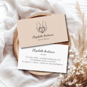 Cartão De Visita Logotipo de mãos minimalistas - Birth Doula, parte