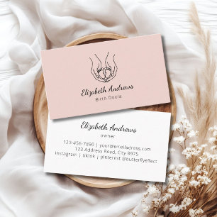 Cartão De Visita Logotipo de mãos minimalistas - Birth Doula, parte