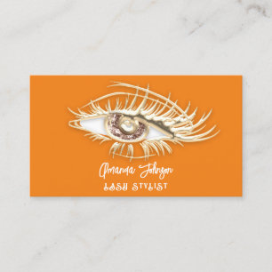 Cartão De Visita Logotipo de Maquiagem de Lash Cor de laranja Rosa