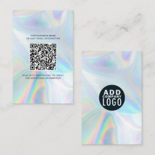 Cartão De Visita Logotipo de Marca Moderna e Código QR Holográfico