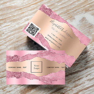 Cartão De Visita Logotipo de mármore do árola rosa-rosa-claro-reluz