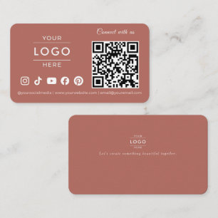 Cartão De Visita Logotipo de Mídia Social com Código QR de Terracot