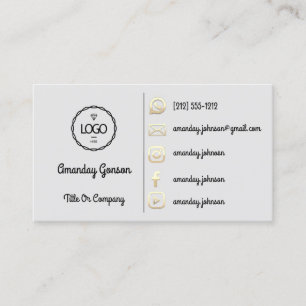 Cartão De Visita Logotipo de mídia social Dourada Código QR Cinza D