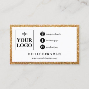 Cartão De Visita Logotipo de Mídia Social Dourada Mínima com Bril