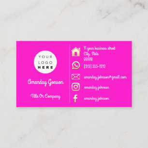 Cartão De Visita Logotipo de mídia social Dourado Código QR rosa Do