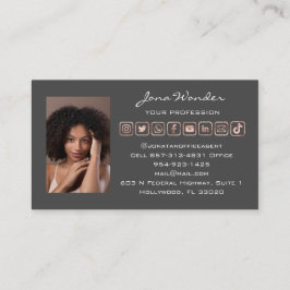 Cartão De Visita Logotipo de mídia social Foto QR Código Blogger Ro