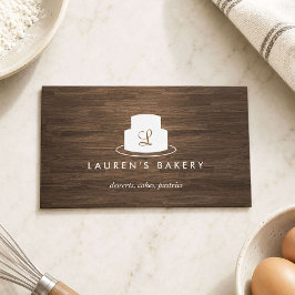 Cartão De Visita Logotipo de Monograma de Bolo em Branco sobre Text