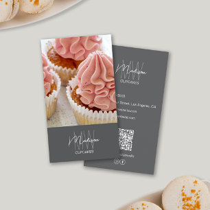 Cartão De Visita Logotipo de Monograma de Padaria Foto de Cupcake Q