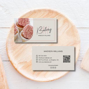 Cartão De Visita Logotipo de Monograma de Padaria Personalizada QR 