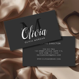 Cartão De Visita Logotipo de monograma elegante cinza preto profiss