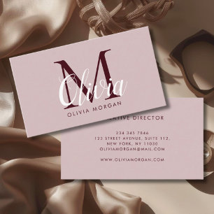 Cartão De Visita Logotipo de monograma elegante rosa profissional
